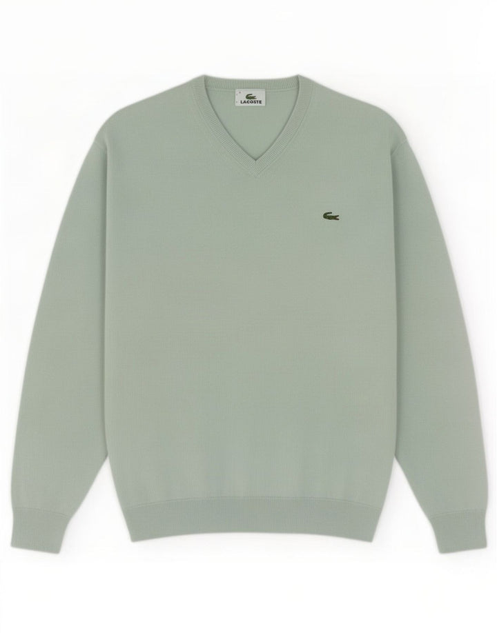 Lacoste Herre V-hals sweater str. 4 Medium turkis bomuld