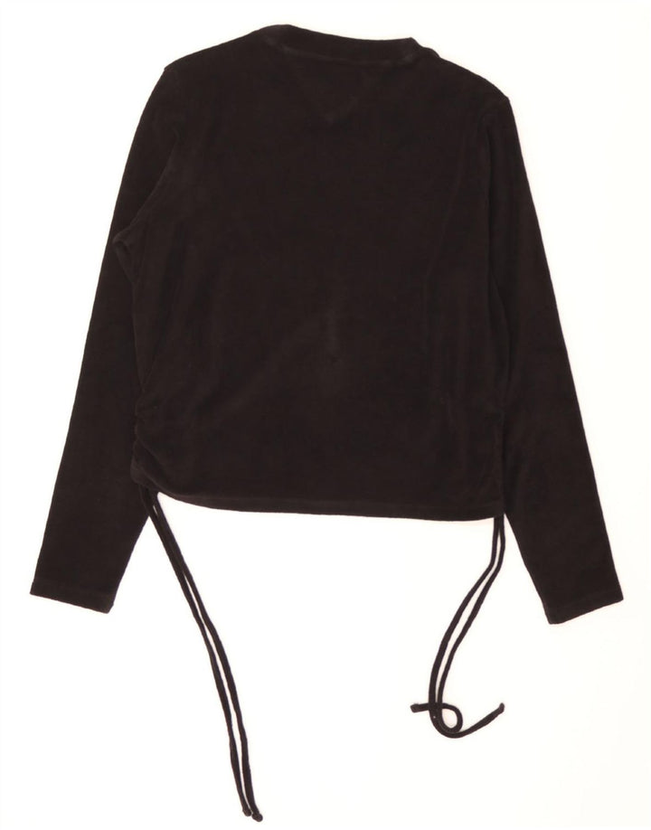 TOMMY HILFIGER Womens Crop Oversized Top Long Sleeve UK 10 Small Black Vintage Tommy Hilfiger and Second-Hand Tommy Hilfiger from Messina Hembry 