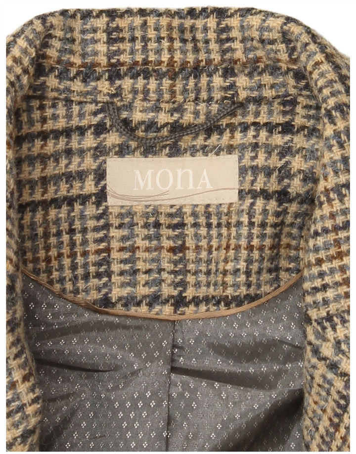 Mona Dame 4-knaps blazerjakke UK 14 Large Brown Houndstooth