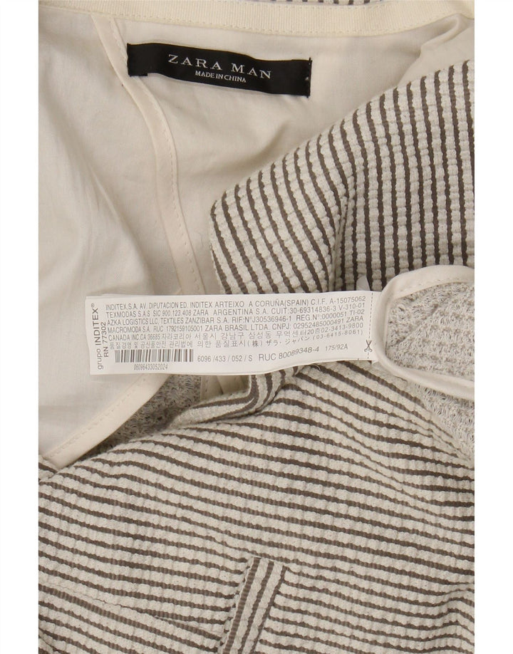 ZARA Mens 2 Button Blazer Jacket UK 36 Small Grey Striped Polyester