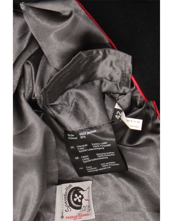 Frieda & Freddies Dame Læder Biker Jacket IT 42 Medium Sort Læder