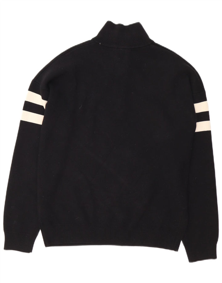 French Connection Herre Zip Neck Jumper Sweater Small Black Colourblock