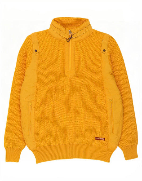 AUSTRALIAN L'ALPINA Herre Zip Neck Sweater IT 52 Stor gul uld