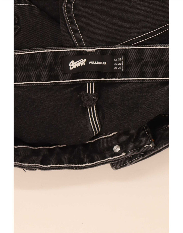 Pull & Bear Herre STWD Cargo Denim Shorts EU 36 Small W29 Black Bomuld