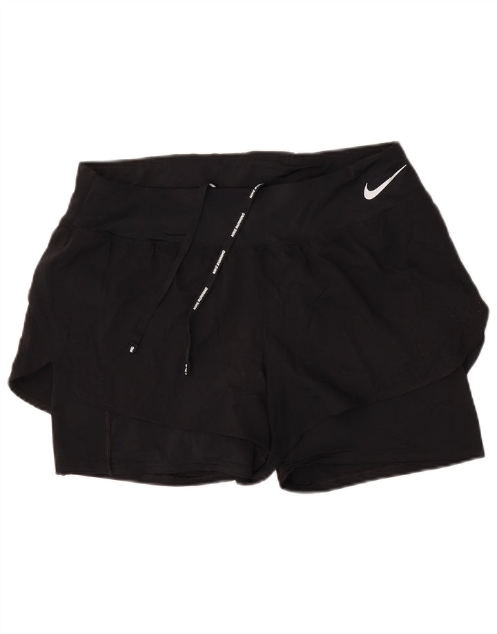 Nike Dame Dri Fit Sport Shorts UK 14 Large Black Polyester