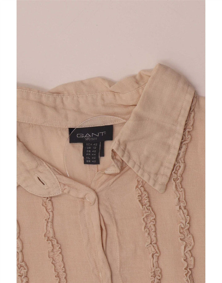 Gant Womens Flæse Front Shirt UK 16 Large Beige Linen
