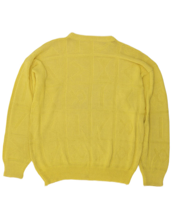 Vintage herre sweater med rund hals, medium gul