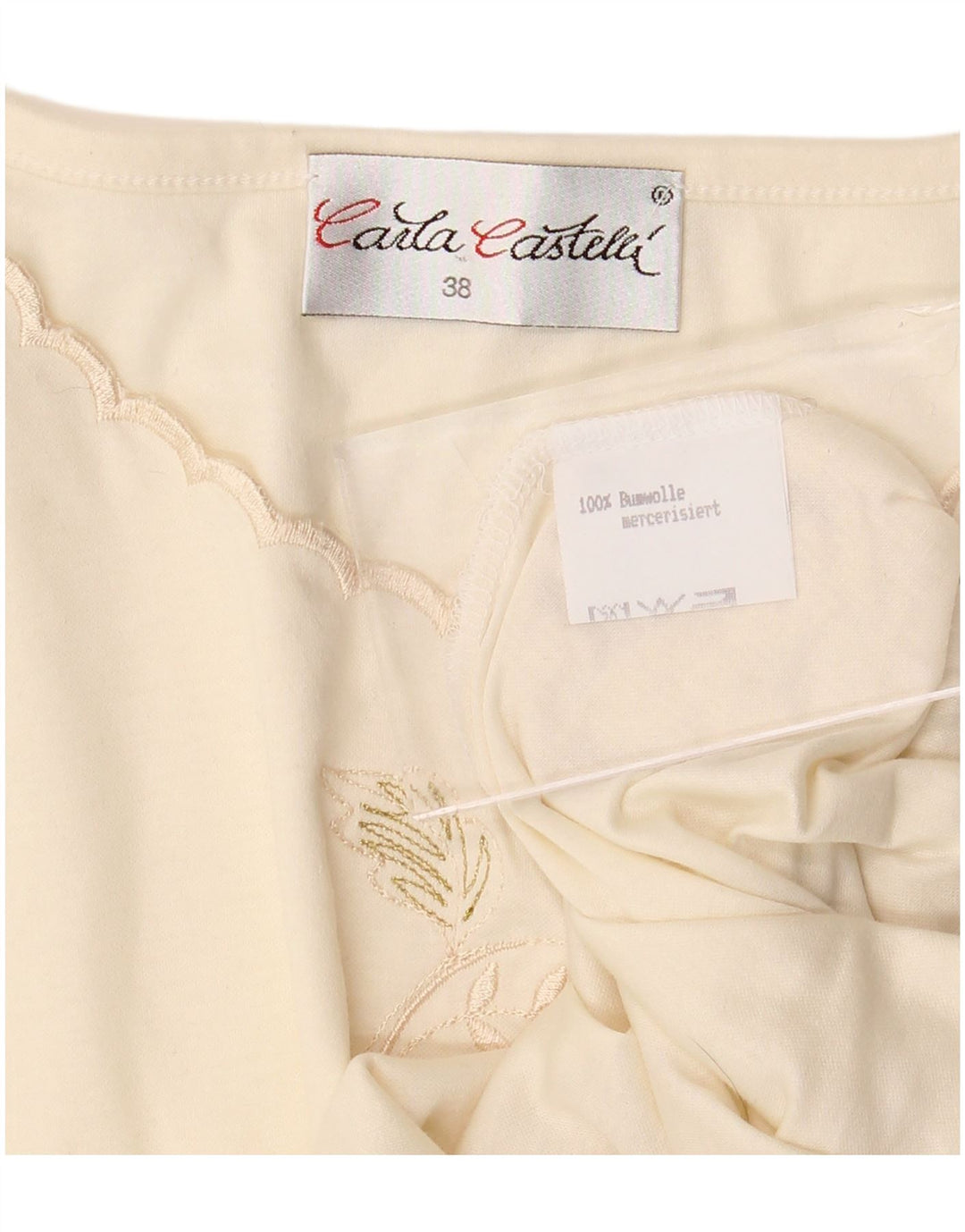 VINTAGE T-shirt top til kvinder EU 38 Medium Off White Blomsterbomuld