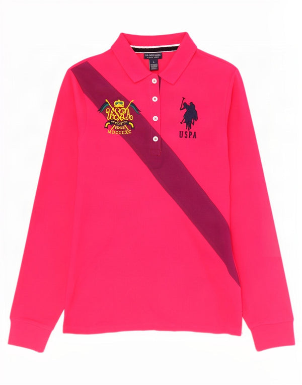 U.S. Polo Assn. Kvinders grafisk skjorte UK 14 Large Pink Colourblock
