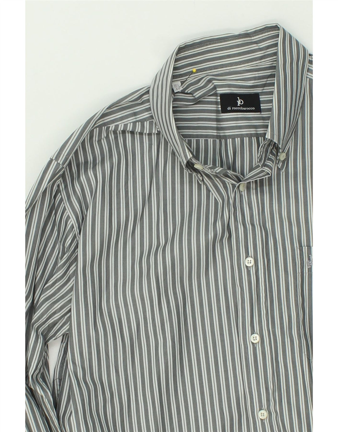 ROCCOBAROCCO Mens Shirt Size 16 1/2 42 Large Grey Striped Cotton Vintage Roccobarocco and Second-Hand Roccobarocco from Messina Hembry 