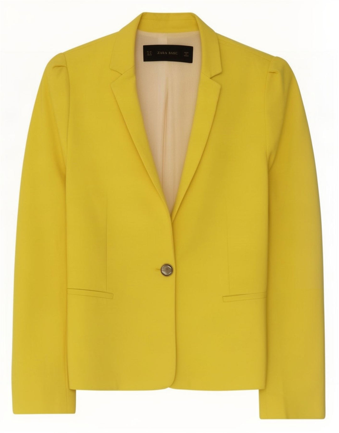 Zara Dame 1 Knap Blazer Jacket UK 12 Medium Gul Polyester