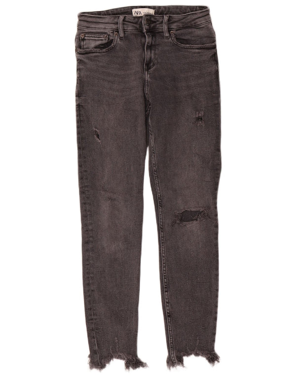 Zara Dame Distressed Skinny Jeans EU 38 Small W28 L27 Grå