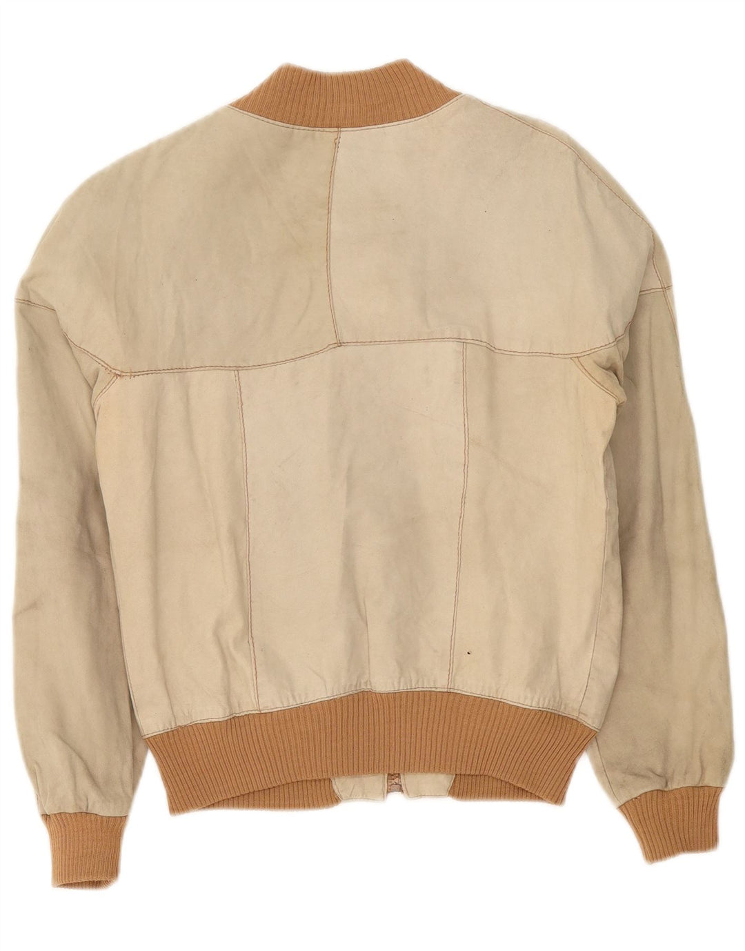 Vintage dame bomber læderjakke UK 14 Medium Beige