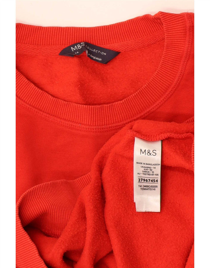 Marks & Spencer Dame Grafisk Oversized Sweatshirt Jumper UK 14 Stor Rød