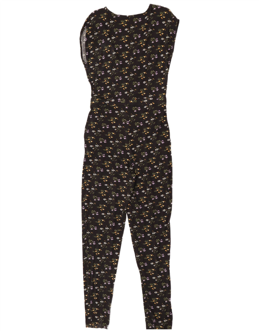 Oasis Dame Ærmeløs Jumpsuit UK 12 Medium Black Floral Viscose