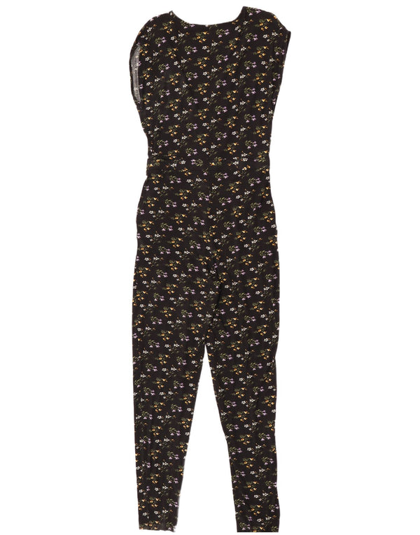 Oasis Dame Ærmeløs Jumpsuit UK 12 Medium Black Floral Viscose