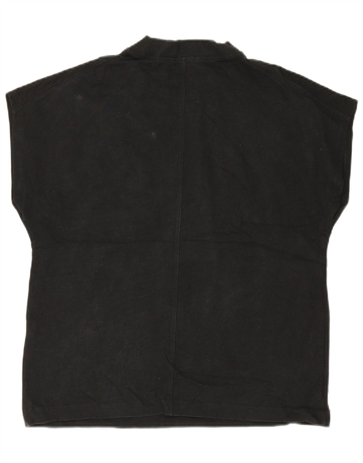 Zara Dame T-Shirt Top UK 14 Medium Sort Bomuld
