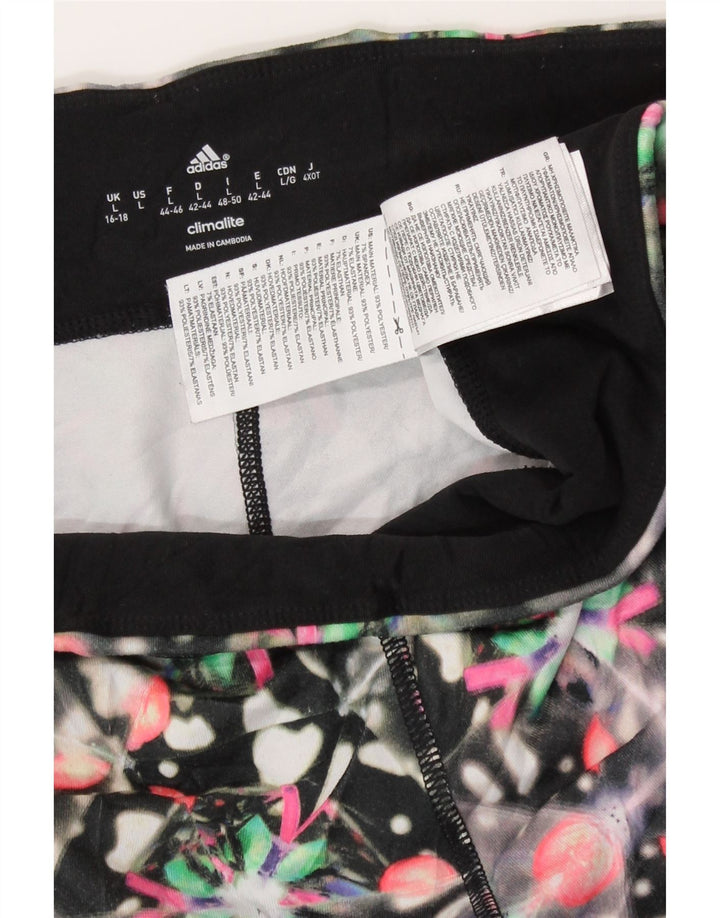 Adidas Womens Climalite Leggings UK 16/18 Large Black Geometric Polyester