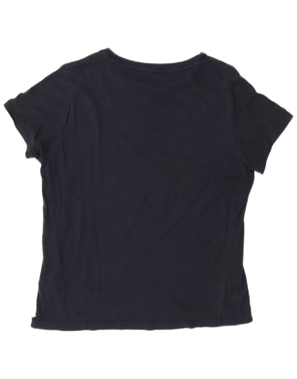 Tommy Hilfiger Dame Grafisk T-Shirt Top UK 14 Medium Navy Blue Bomuld