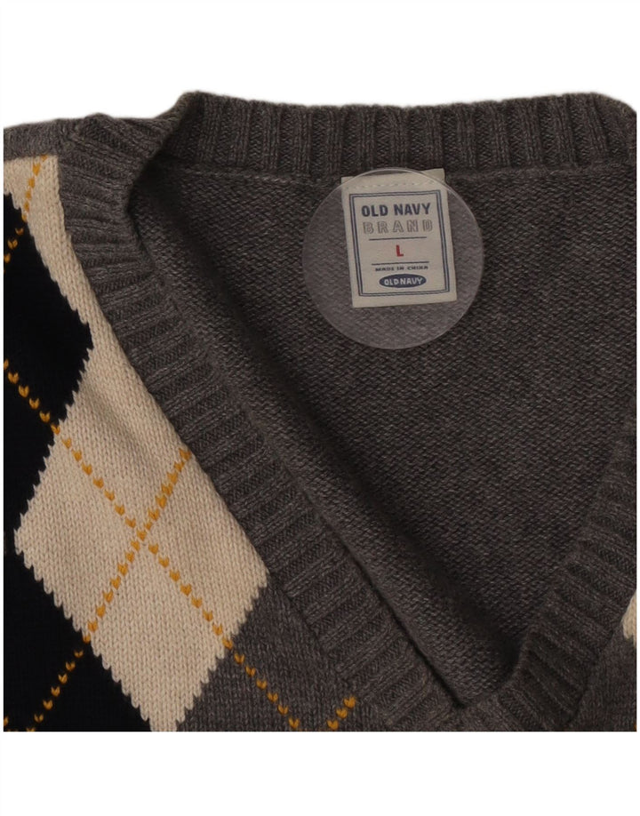 Old Navy Herrevest Tank Top Stor Grå Argyle/Diamant Bomuld