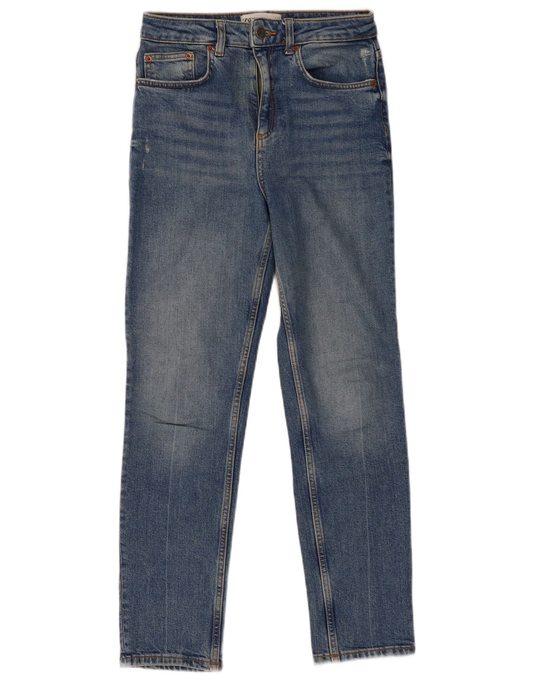 Zara Dame Distressed Slim Jeans EU 34 2XS W24 L28 Blå