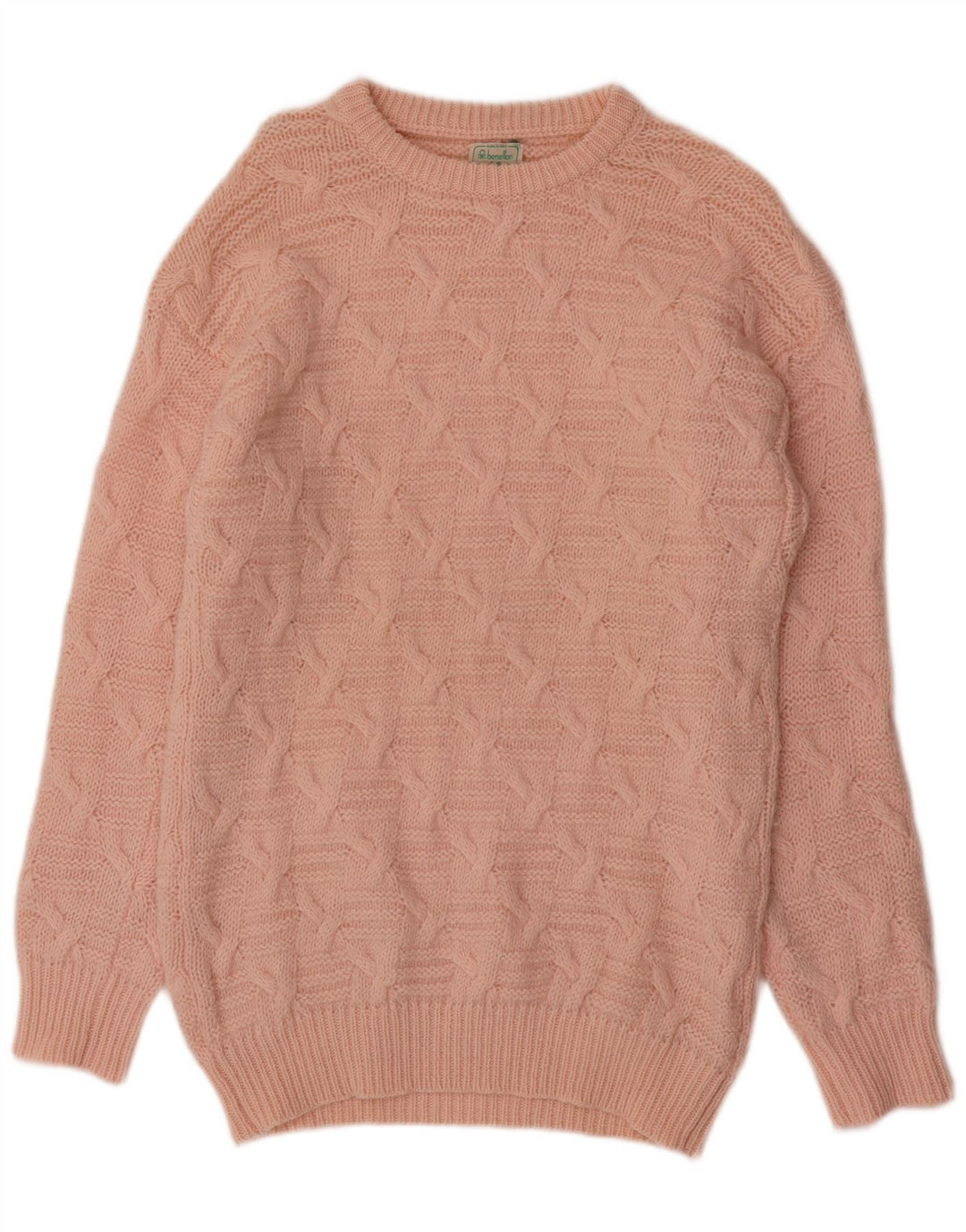BENETTON Dame Boat Neck Jumper Sweater UK 12 Medium Pink Uld