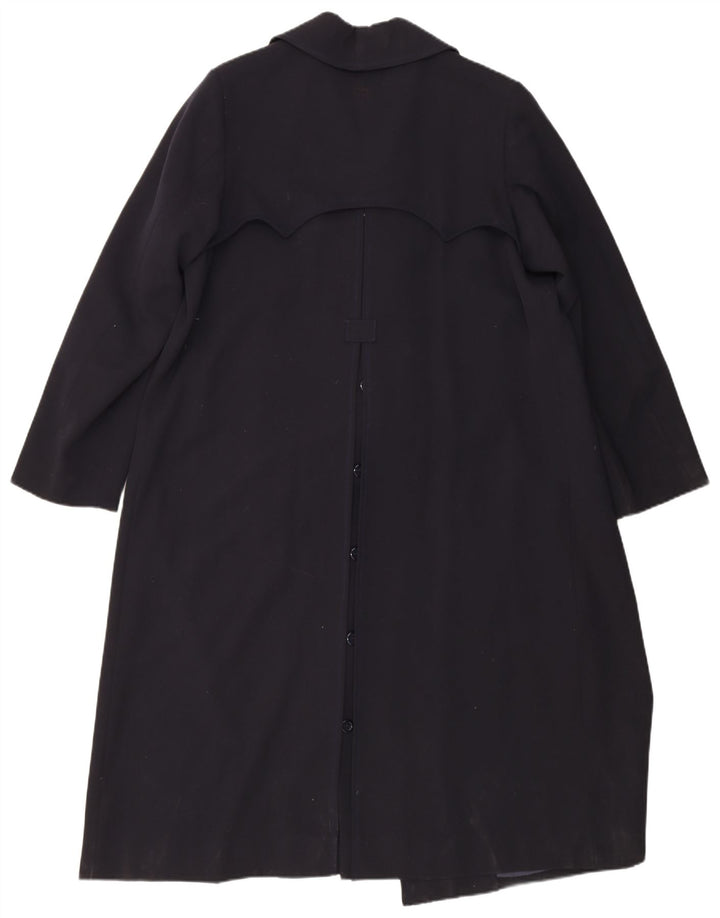 Vintage Dame Dobbeltradet Trench Coat UK 14 Medium Navy Blue