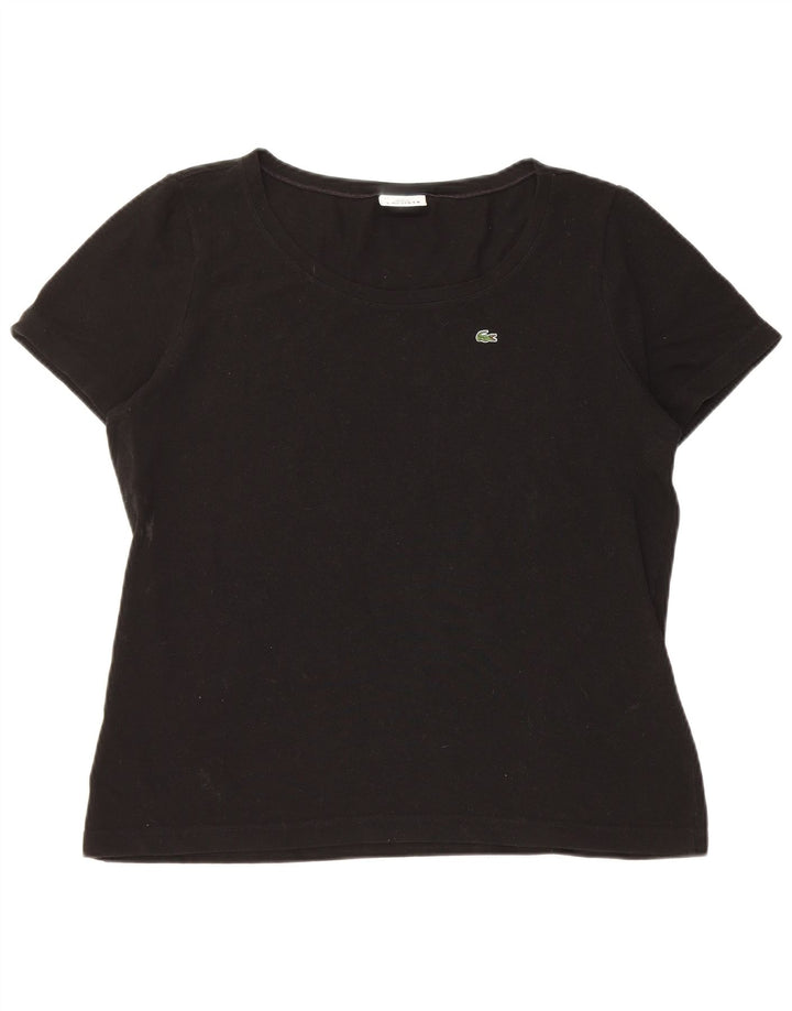 Lacoste Dame T-Shirt Top Størrelse 44 Stor Sort Bomuld