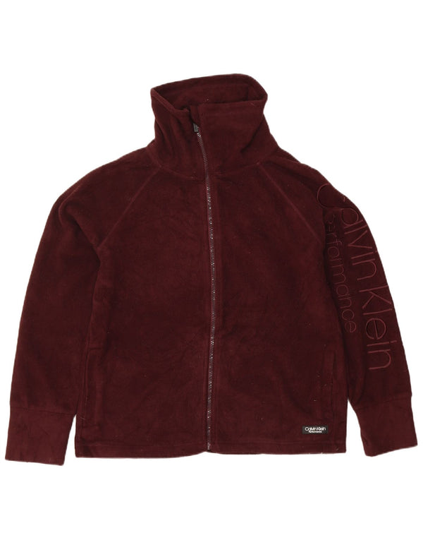 Calvin Klein Dame grafisk fleecejakke UK 14 Medium Burgundy Polyester