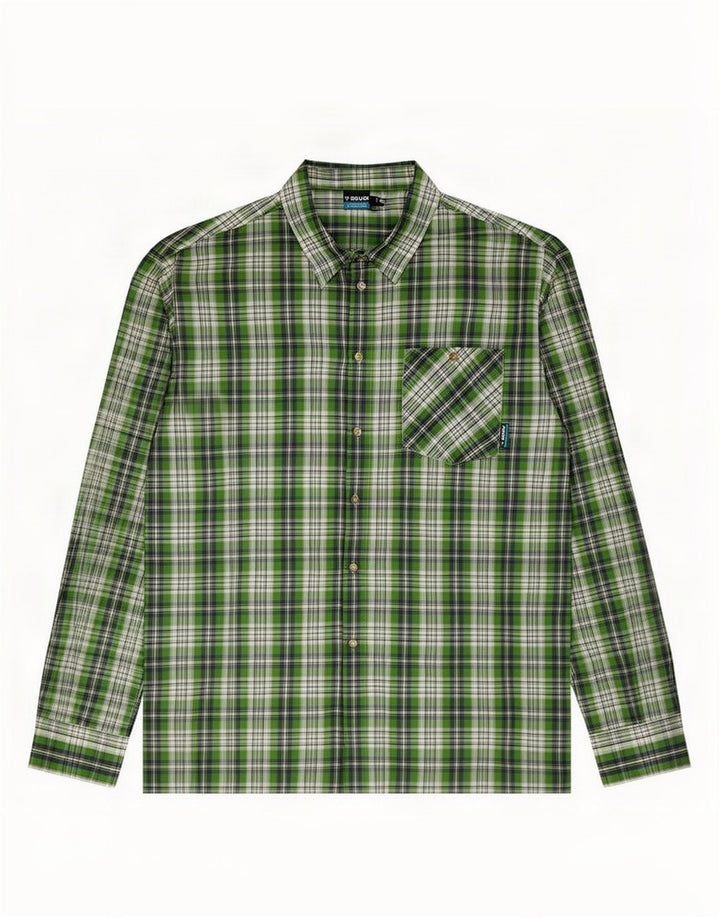 Brugi herreskjorte 2XL grøn ternet polyester
