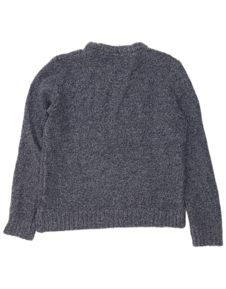 Fedt ansigt til mænd med rund hals sweater Medium marineblå flækket uld