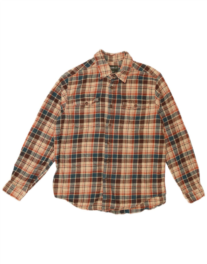 Eddie Bauer Herre flannelskjorte Stor beige ternet bomuld