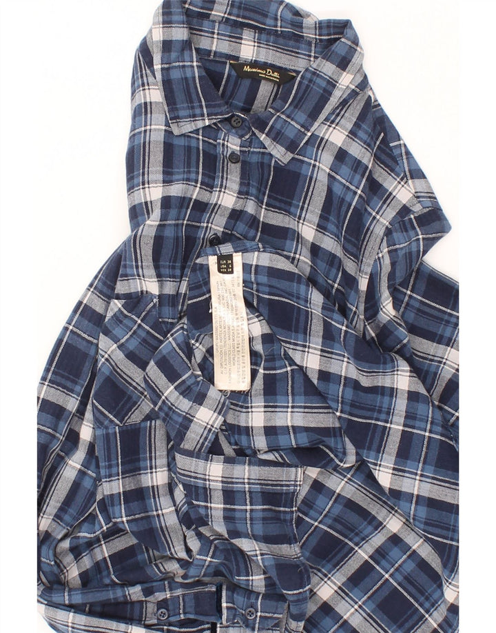 MASSIMO DUTTI Womens Flannel Shirt EU 38 Small Navy Blue Check Cotton Vintage Massimo Dutti and Second-Hand Massimo Dutti from Messina Hembry 