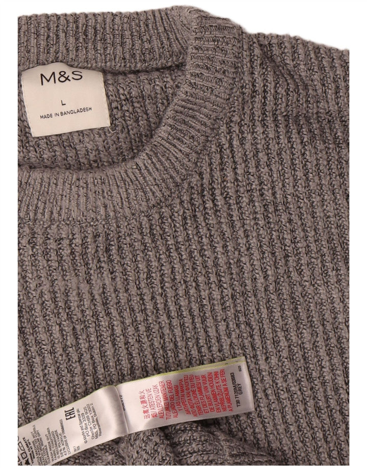 Marks & Spencer Herre sweater med rund hals, stor grå polyamid