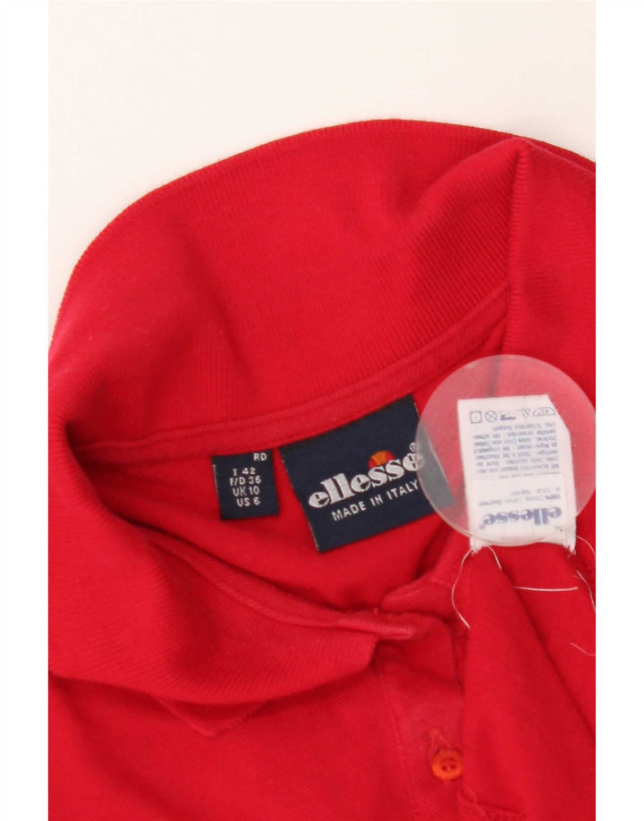 Ellesse Dame Polo Shirt UK 10 Lille Rød Bomuld