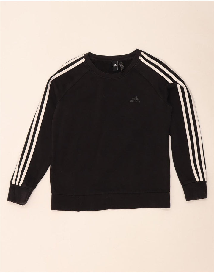 Adidas Dame Sweatshirt Jumper UK 12/14 Medium Sort Bomuld