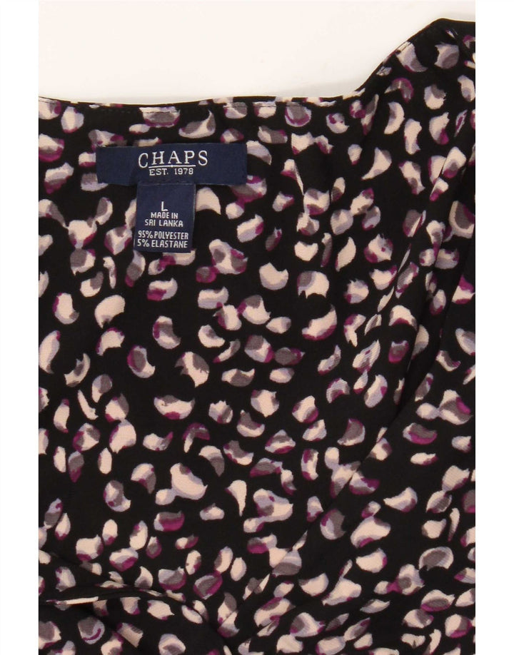 Chaps Dame A-Line Kjole UK 14 Stor sort plettet polyester