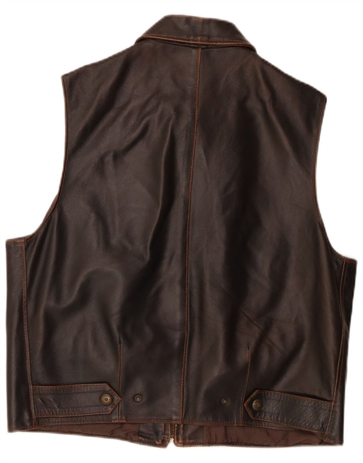 Vintage lædervest til mænd, medium brun