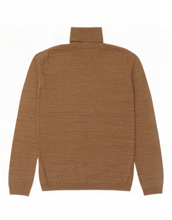 Zara Womens Roll Neck Jumper Sweater UK 14 Large Beige Flecked Rayon