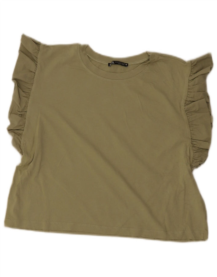 Zara Womens Crop Top UK 12 Medium Green