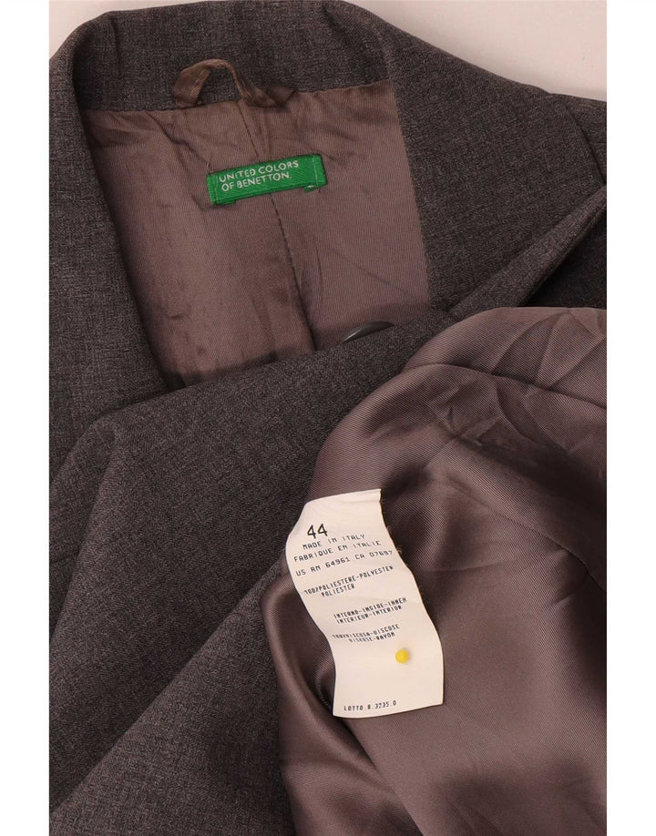 Benetton Dame 3-knaps blazerjakke IT 44 Mellemgrå polyester