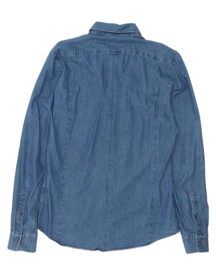 REISS Slim Fit denimskjorte til mænd mellemblå bomuld