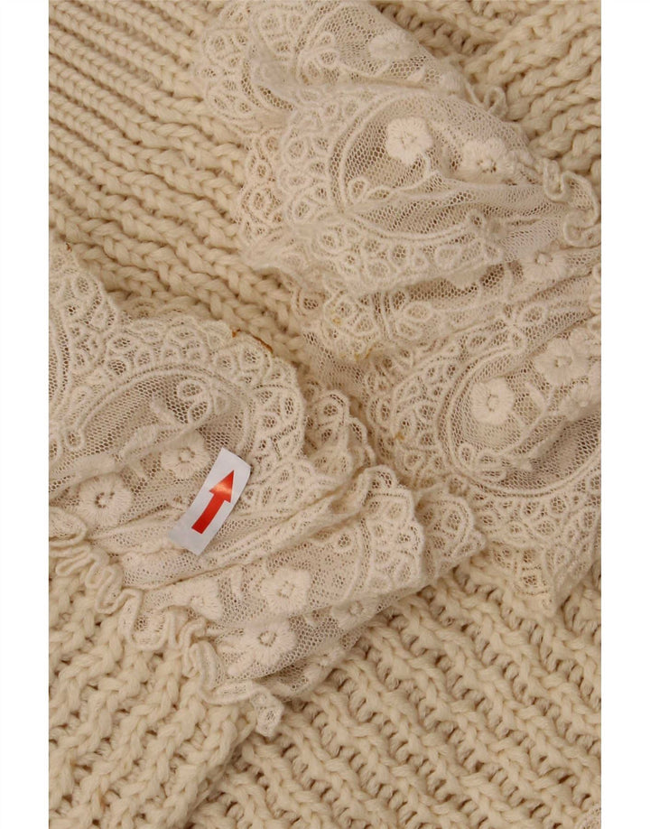 Zara Dame Se Through Turtle Neck Jumper Sweater UK 14 Medium Beige