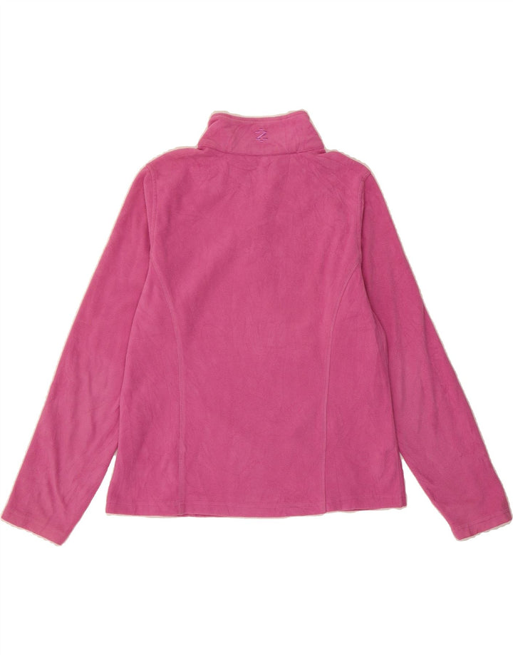 IZOD Womens Zip Neck Fleece Jumper UK 14 Medium Pink Polyester Vintage Izod and Second-Hand Izod from Messina Hembry 