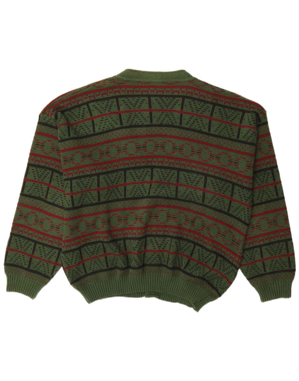 Mr. Forrest Herre Cardigan Sweater XL Grøn Geometrisk