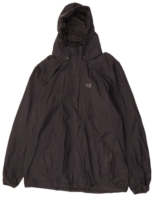 Jack Wolfskin Herre Hætte Regnjakke UK 50 3XL Sort Polyamid