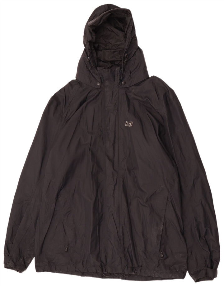 Jack Wolfskin Herre Hætte Regnjakke UK 50 3XL Sort Polyamid