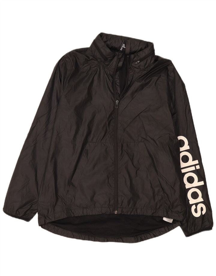 Adidas Grafisk regnjakke til kvinder UK 16/18 Stor sort polyester