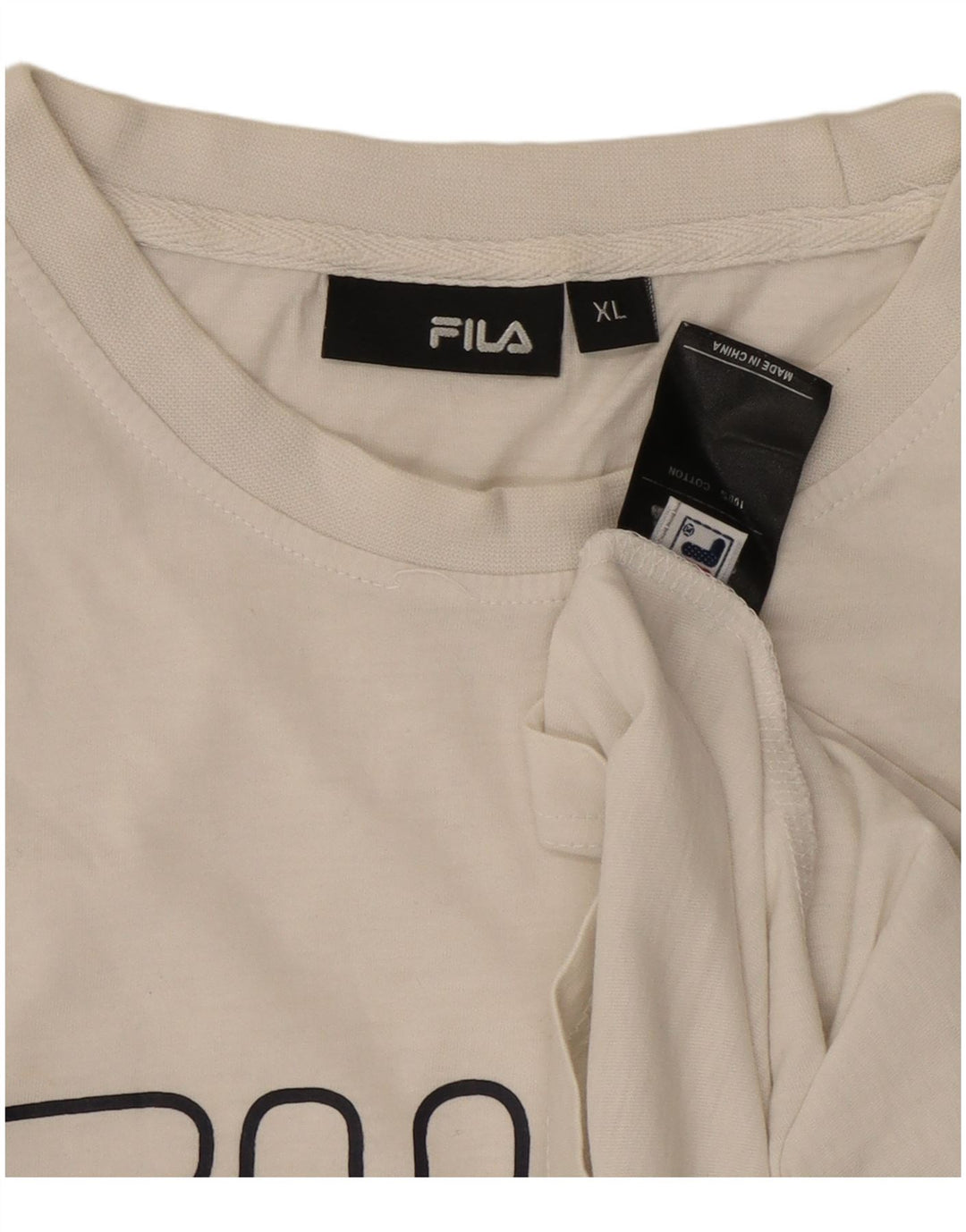 FILA Herre Grafisk T-Shirt Top XL Hvid Bomuld