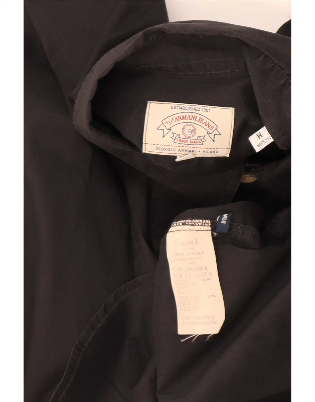 Armani Jeans Herreskjorte Medium Sort Bomuld